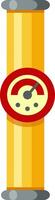Yellow gas pipeline featuring gray metal flanges and a red manometer measuring pressure, presented as a flat illustration on a clean white background vector