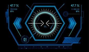 Futuristic heads up display interface showing data, statistics, target information, and percentage values, providing a glimpse into advanced technology and user interfaces vector