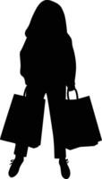 Silhouette of Woman with Shopping Bag Isolated on White Background vector