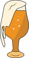 Illustration of beer in glass with foam. vector