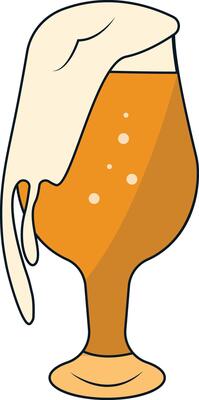 Illustration of beer in glass with foam.
