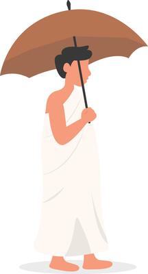 Islamic Hajj Pilgrims Illustration in Flat Design.