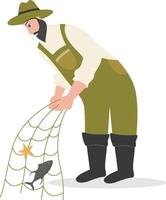 Fisherman Character Illustration Isolated on White Background vector