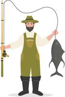 Fisherman Character Illustration in Cartoon Design and Shape. vector