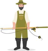 Fisherman Character Illustration with Cartoon Style vector
