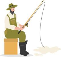 Fisherman Character Illustration with Cartoon Concept. vector