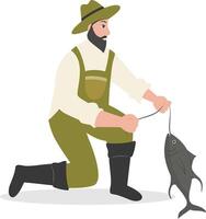 Fisherman Character Illustration with Cartoon Design vector