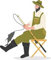 Fisherman Character Illustration with Flat Design vector