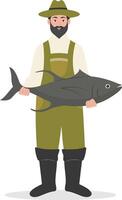 Fisherman Character with Cartoon Shape vector