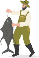 Fisherman Character Illustration with Cartoon Design and Shape. vector