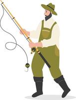 Fisherman Character Illustration in Flat Cartoon Design. vector