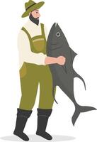 Fisherman Character Illustration in Flat Design. vector