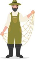 Fisherman Character in Cartoon Shape. vector