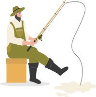 Fisherman Character Illustration with Cartoon Shape vector
