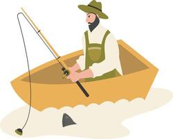 Fisherman Character Illustration on White Background. vector