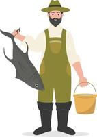 Fisherman Character Illustration with Flat Design. vector