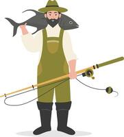 Fisherman Character with Cartoon Style vector
