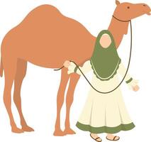 Eid Al Adha Character with Flat Cartoon Shape. vector