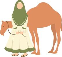 Eid Al Adha Character with Cartoon Concept. vector