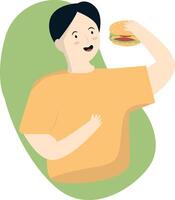 Man Eating Delicious Hamburger vector