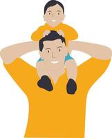 Dad and Son Character with Flat Design. vector