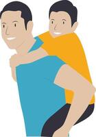 Dad and Son Character with Cartoon Design vector