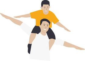 Dad and Son Character on White Background. vector