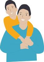 Dad and Son Character Isolated on White Background. vector