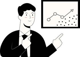 Hand Drawn Businessman Character Isolated on White Background. vector
