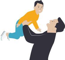Dad and Son Character with Flat Design vector