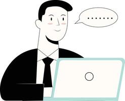 Hand Drawn Businessman Character on White Background. vector