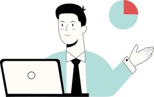 Hand Drawn Businessman Character on White Background vector