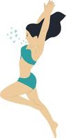 Athlete Swimming Character with Flat Design. vector