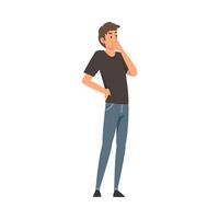 Man thinks about something cartoon illustration vector