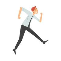 Man in office clothes joyfully runs cartoon illustration vector