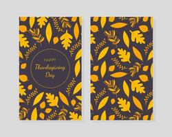 Happy Thanksgiving Day Card Template with Yellow Autumn Leaves, Design Element Can Be Used for Banner, Poster, Flyer, Invitation Illustration vector