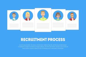 Recruitment Process Banner Template with Candidate Profiles Illustration vector