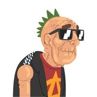 Punk Senior Man Character in Trendy Clothes Illustration vector
