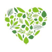 Heart of Green Tree Leaves, Spring Season Element Illustration vector