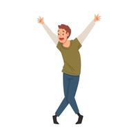 Scared Man with His Hands Raised and Mouth Open, Emotional Frightened Person Character Afraid of Something Illustration vector