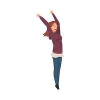 Scared and Terrified Woman with Her Hands Raised and Mouth Open, Emotional Frightened Person Character Afraid of Something Illustration vector