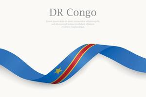 DR Congo flag on Waving ribbon design vector