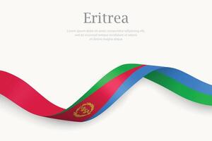 Eritrea flag on Waving ribbon design vector