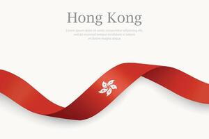 Hong Kong flag on Waving ribbon design vector