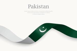 Pakistan flag on Waving ribbon design vector