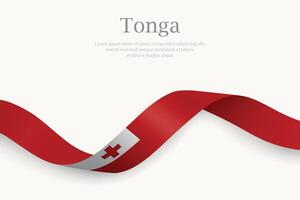 Tonga flag on Waving ribbon design vector