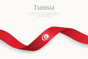 Tunisia flag on Waving ribbon design vector