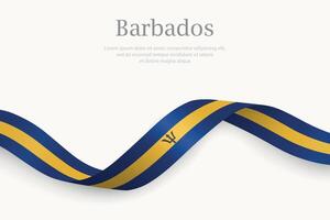 Barbados flag on Waving ribbon design vector