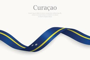 Curacao flag on Waving ribbon design vector