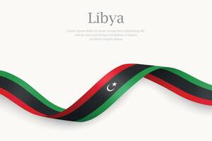 Libya flag on Waving ribbon design vector